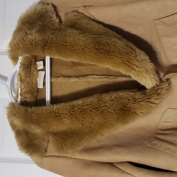 Chico's shearling jacket faux suede with faux fur lining - Picture 6 of 9